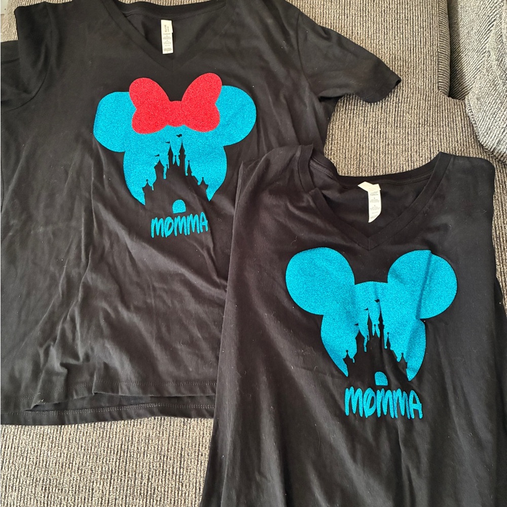 Custom Disney World Minnie and Mickey "Momma" shirts size L